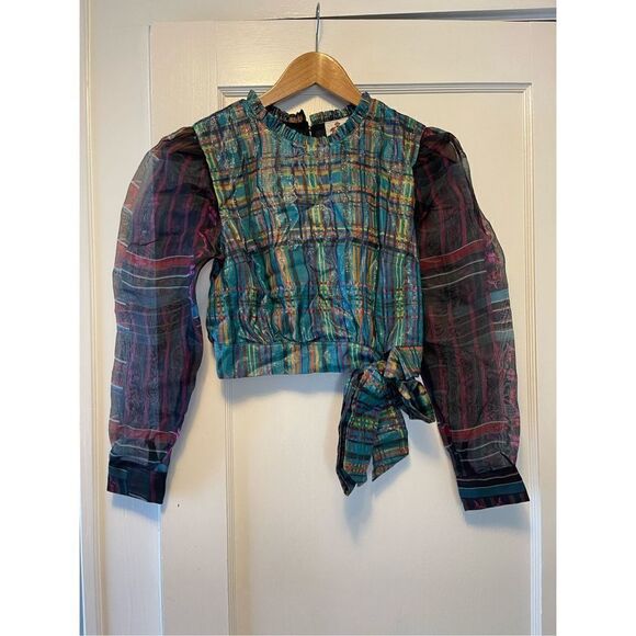 Anthropologie - Puff-Sleeved Organza Blouse size S - Picture 4 of 12